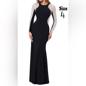 Xscape Womens Long Sleeve Beaded Contour GownSpecial Occasion Dress